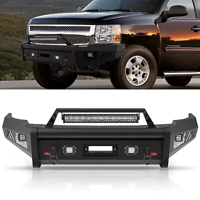 Fits 2007-13 Chevy Silverado 1500 Offroad Front Bumper W/Winch Plate LED Lights • $589.89