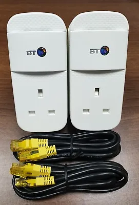 2 X BT Mini Connector 1GB 1000Mbps Powerline Adapters Homeplugs + 2 X Ethernet! • £17.95