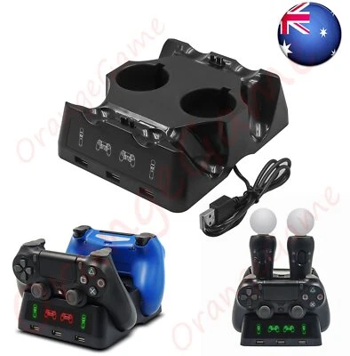 $22.99 • Buy 4 In 1 Controller Charging Dock Station Stand For Playstation PS4 PSVR VR MOVE