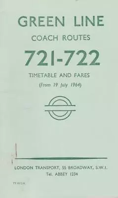 London Transport Green Line Coach Route 721 Bus Timetable Lft Jul 1964 • £2.99