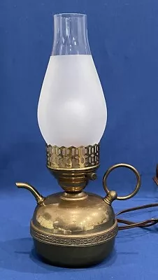 Vintage Mid-Century Brass Teapot Table Electric Hurricane Lamp Finger Lamp • $30.80