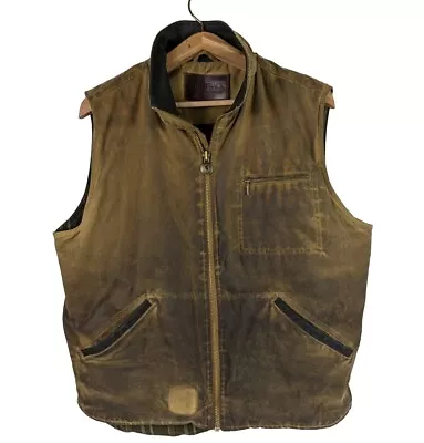 Outback Trading Company Canvas Sawbuck Oilskin Waxed Vest Jacket Mens Size L • $44.99