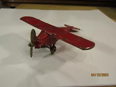 Vintage Tootsietoy Prewar Metal UX 214 Airplane 1930s Red With Metal Wheels • $19.99