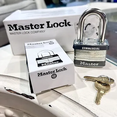 Master Lock 5KA Padlock Keyed Alike Laminated Steel Hardener Shackle NEW! • $19.38