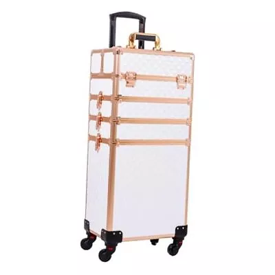 Rolling Makeup Train Case Large Storage Cosmetic Trolley 4 In 1 Large White • $148.97