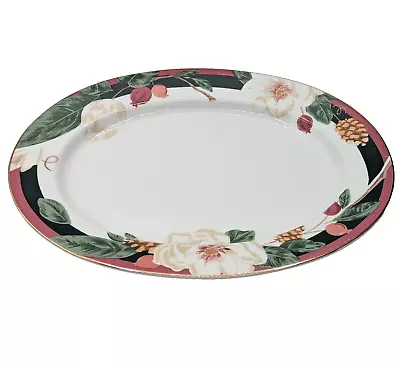 Tienshan Fine China Magnolia Christmas Meat Platter Pine Cone Pomegranates • $14.89