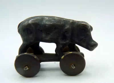 Antique German Cast Iron PIG PULL TOY Dollhouse Miniature • $64.99