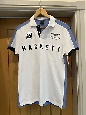 £19.99 • Buy BNWT HACKETT ASTON MARTIN Polo Shirt White & Blue Size S RRP £105
