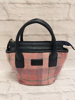 Ness Pink Tartan Handbag With Navy Blue Lining 11x8x4  Approx • £6.99