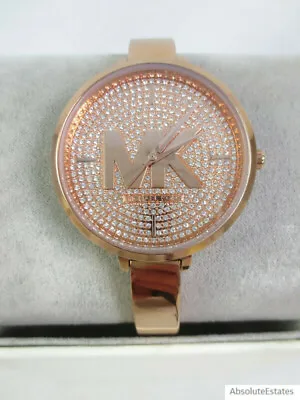 NEW Michael Kors Pave Glitz Rose Gold Crystal Logo Watch MK4433 + Box • $156.99