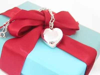 New Tiffany & Co Silver Ziegfeld Heart Necklace 18  • $449.91