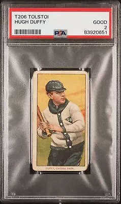 T206 Hugh Duffy Chicago PSA 2 Tolstoi Back • $650