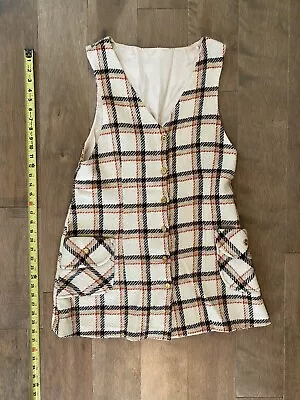 Vintage 1960s Mod Mini Dress Vest Waistcoat Sleeveless Fits Small-Medium • $19