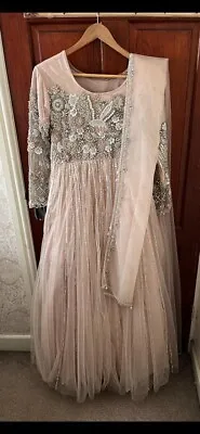 Stunning Heavy Pakistani Indian Anarkali Dress In Size Small Wedding Party • £155
