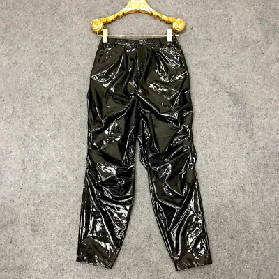 Mens Faux Leather Metallic Pants Shiny Trousers Wet Look Pocket Punk Hippy Style • $53.86