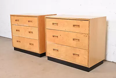Milo Baughman Style Burl Wood Bedside Chests By Henredon Pair • $4800