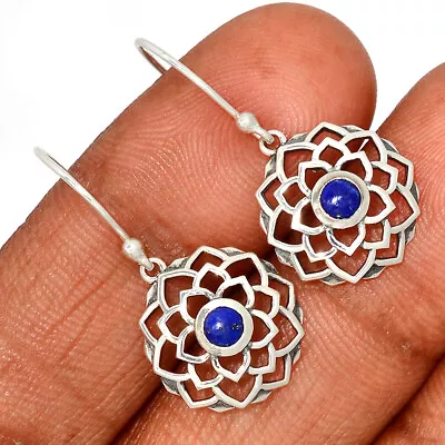 Celtic - Natural Lapis Lazuli - Afghanisthan 925 Silver Earrings SY2 CE28496 • $11.99