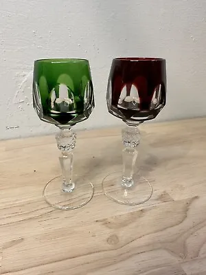 Nachtmann Antika 2 Green And Dark Red To Clear Crystal • $70