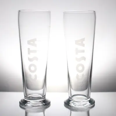 2x Costa Coffee Tall Frappe Milkshake Latte Glasses 400ml With Graduated Marks • £9.99
