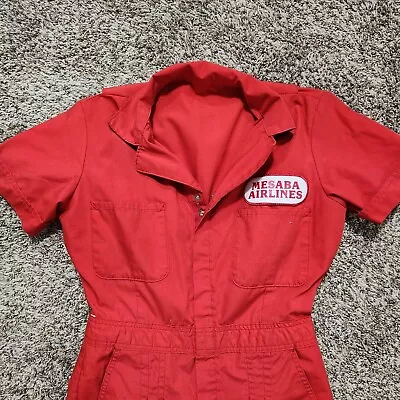 Vintage Wear Mesaba Airlines  Coveralls Medium Red  Workwear Full Zip USA Made • $50