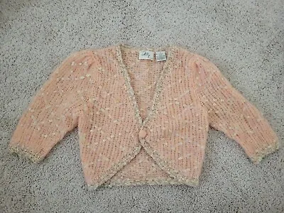 Milly Of New York Shrug Mohair Wool Blend Pink Gold Sparkle Size Small • $25