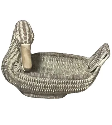 £18.48 • Buy Vintage Woven Wicker Basket Duck Farmhouse Chic Cabin Egg Basket Planter Country