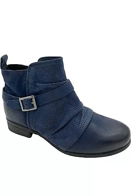 Miz Mooz Leather Ankle Boots With Buckle Suzy Sapphire • $69.99