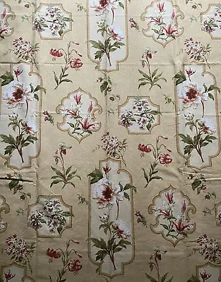 2.15m Colefax & Fowler Fabric Remnant Large  “Peony Cartouche” Floral 2002 • £35