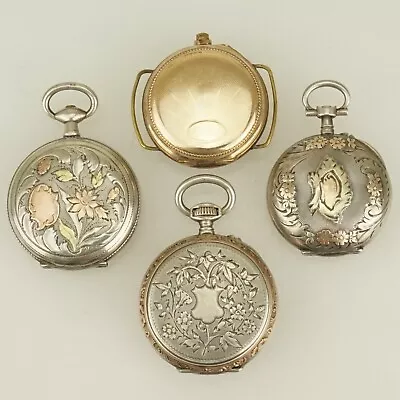 4x Silver Pocket Watch No Fusee Duplex Gold Pl Wrist Repeater Chronograph Ladies • $95