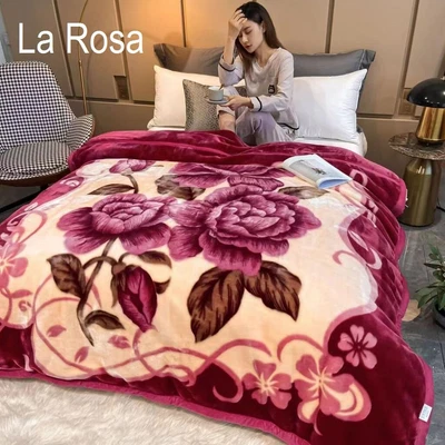 £31.99 • Buy 2 Ply Heavy Weight Blanket Reversible Bed Throw Soft Warm Bedspread King Size
