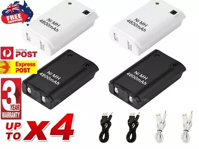 Rechargeable Battery + USB Charger Cable Pack For XBOX 360 Wireless Controller • $9.95