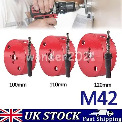 100 - 120mm Drill Bit Bi Metal M42 HSS Hole Saw Cutter For Wood Plaster Board UK • £10.99