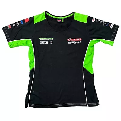 Kawasaki T-Shirt Top Racing Biker Short Sleeve Green Black Womens Large • £11.99