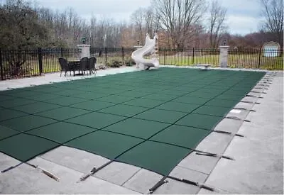 HPI Rectangle GREEN MESH In-Ground Swimming Pool Safety Cover W/ 4 X 8 End Step • $807.77