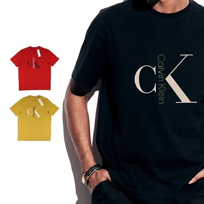 Men's Calvin Klein Text Monogram Cotton Short Sleeves Casual T-Shirt • $25.99