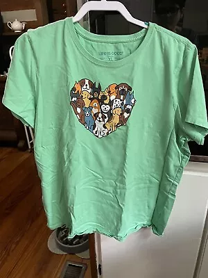 Women’s Life Is Good T-shirt Heart With Dogs XL • £14.25