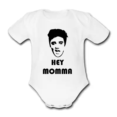 ELVIS HEY MOMMA Babygrow Baby Vest Grow Bodysuit PRESLEY MUSIC FP • $12.44