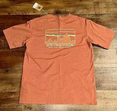 Patagonia Mens '73 Skyline Organic Tshirt In Burl Red! Size Small! • $29.99