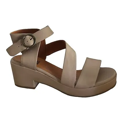 Miz Mooz Women's Leather Heeled Platform Sandals Gill Beige Size EU 41 US 9.5 • $45