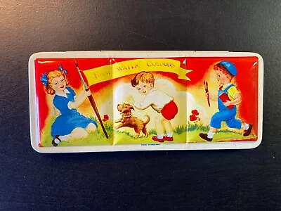 Vintage Children’s Watercolor Water Colours Metal Tin Paint Box 521 England • $24.99