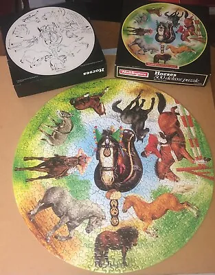 HORSES CIRCULAR DELUXE JIGSAW 500 Pcs From 1988 By WADDINGTONS • £9.99