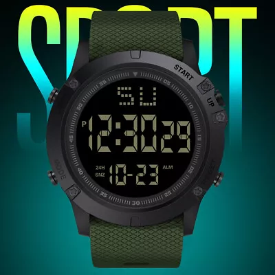 Waterproof Digital Sports Watch Military Tactical LED Backlight Wristwatch Men • $9.53