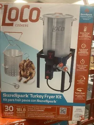 Turkey Fryer Kit Fish LoCo Cookers 30 Qt Deep Fryer Stainless Steel Open Box • $79.99