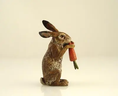 Franz Bergmann Vienna Beautiful RABBIT Eating A CARROT Hare Cold Painted Bronze • $139.99