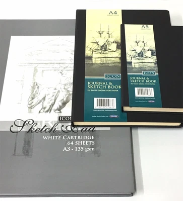 £11.99 • Buy A3 A4 A5 Sketch Book Pad Premium Quality White/Ivory Paper Hardback Case