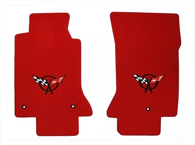 $135.99 • Buy NEW! RED FLOOR MATS 1997-2004 C5 Corvette Embroidered Flag Emblem Logo Pair