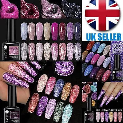 UR SUGAR Glitter GEL UV LED Colour Soak Off Gel Sparkling Nail Polish Varnish UK • £3.98