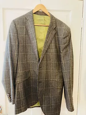 Holland Esquire Hand Customised Grey/Brown  Windowpanel Jacket - Size 42 • £19.99