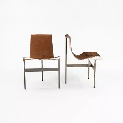 Pair Of Gratz Industries Laverne TG-10 Sling Dining Chairs Hair On Hide & Bronze • $9000