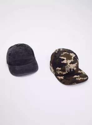 Bnwt Boys  Age 3-5 Yrs Camo & Charcoal Baseball Caps  Set • £0.95